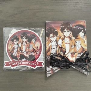 Attack on Titan Banner Cake Cupcake Toppers Birthday Decorations Supplies Anime